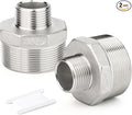 TAISHER 2PCS Cast 304 Stainless Steel Hex Nipple, Reducer Pipe Fitting 1-1/2" NPT Male x 3/4" NPT Male