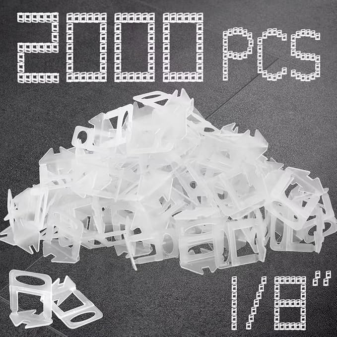 1/8" Tile Leveling System Spacers 2000 PCS Tile Leveling Clips Kit Prevent Tile lippage Leveler Spacers for DIY Professional Ceramic Tile and Stone Installation (1/8 IN, 2000)