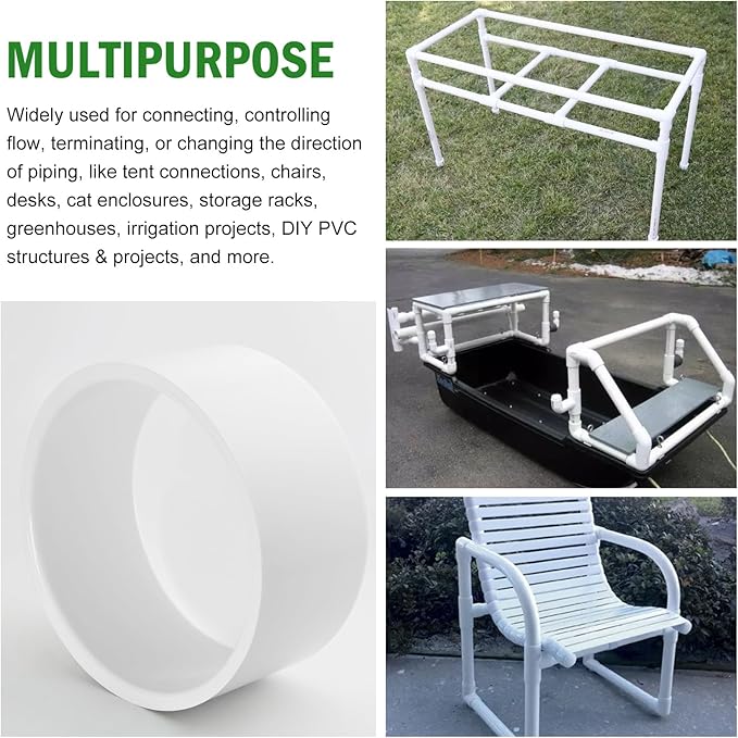 SCH40 PVC Cap 4 Inch - Fit Standard 4" SCH40 PVC Pipes (OD Approx. 4.5"), Zernmiarder Furniture Grade Pipe Caps, White Pipe Cover Fittings for Plumbing, DIY, Garden & Furniture - 1 Pc
