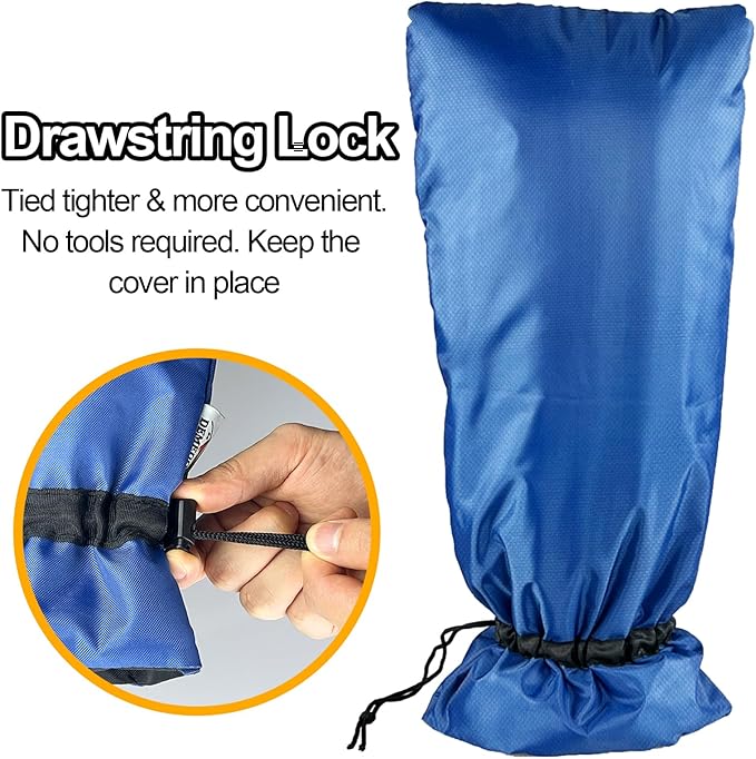Extended Outdoor Faucet Cover for RV Park Water Hydrant Insulated, 3M Thinsulate Insulation Sprinkler Freeze Protector for Winter & Summer, 35”H x 15”W for Garden Lawn Faucets & Yard Hydrant - Blue