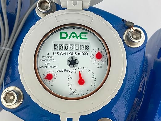 DAE WP-300n 3" Lead Free Woltmann Helix Water Meter, Pulse Output, Gallon