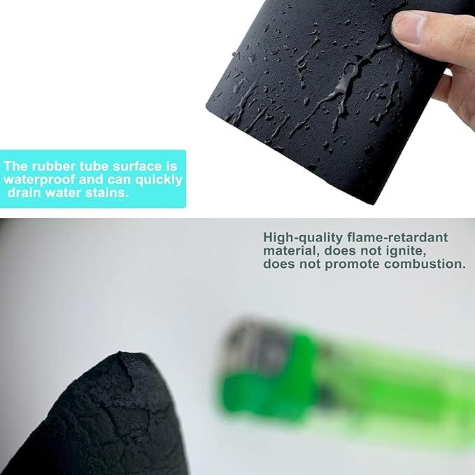 Insulation Foam Pipe 2 inches ID ,6 feet Long, Used for air Conditioning Pipe Insulation, Outdoor Water Pipes and Table Corner Protection,Black