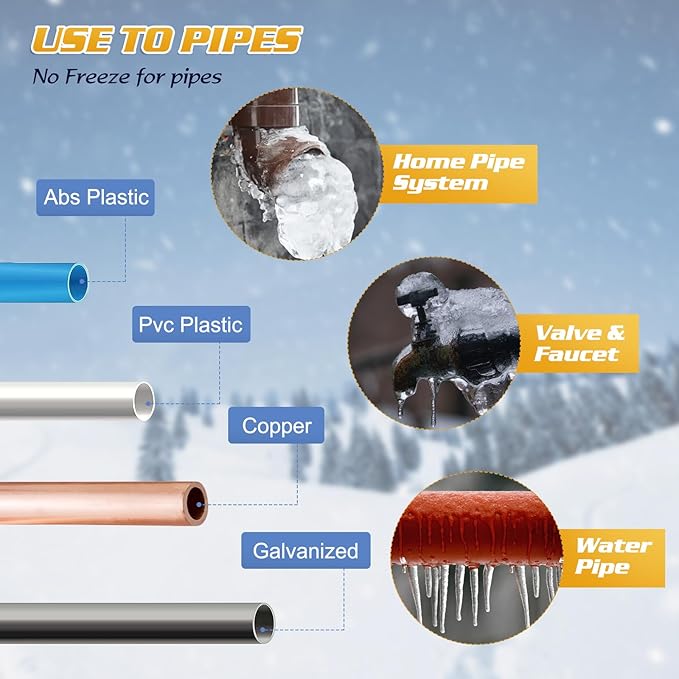 130FT Heat Tape for Water Pipes, -40°F Deicing Cable,Pipe Heat Cables for Roof,Gutter，Farm，Freeze Protetion Heating Wires, Heated Water Hose,Plumbing Fixtures,120V 5W/FT (130FT)