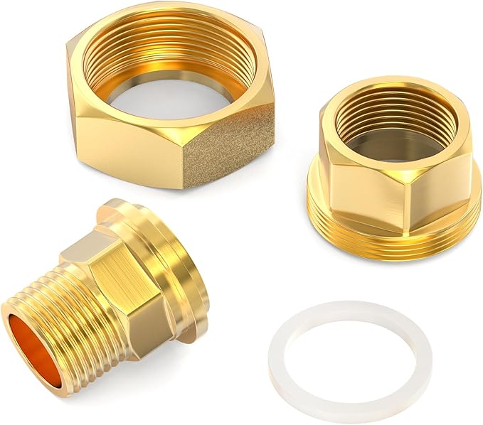 GASHER 2PCS Brass Union，1/4" NPT Male x 1/4" NPT Female Pipe Fitting