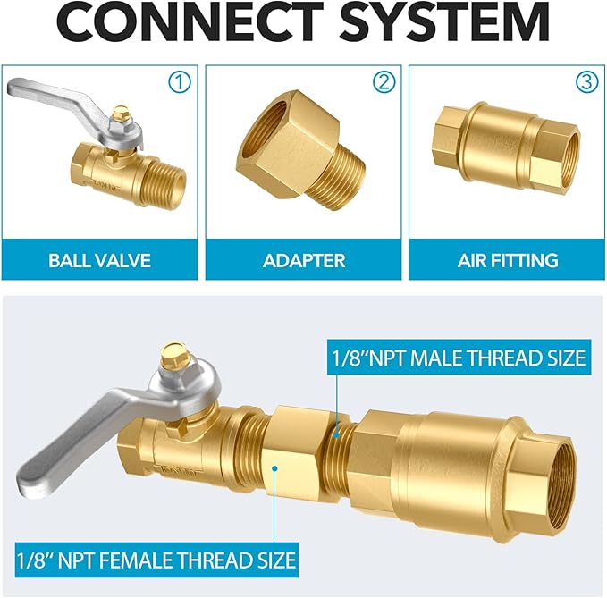 2PCS Brass Pipe Fitting, 1/4" Female x 1/8" Male NPT Thread Brass Hex, Adaptor 1200psi High Pressure
