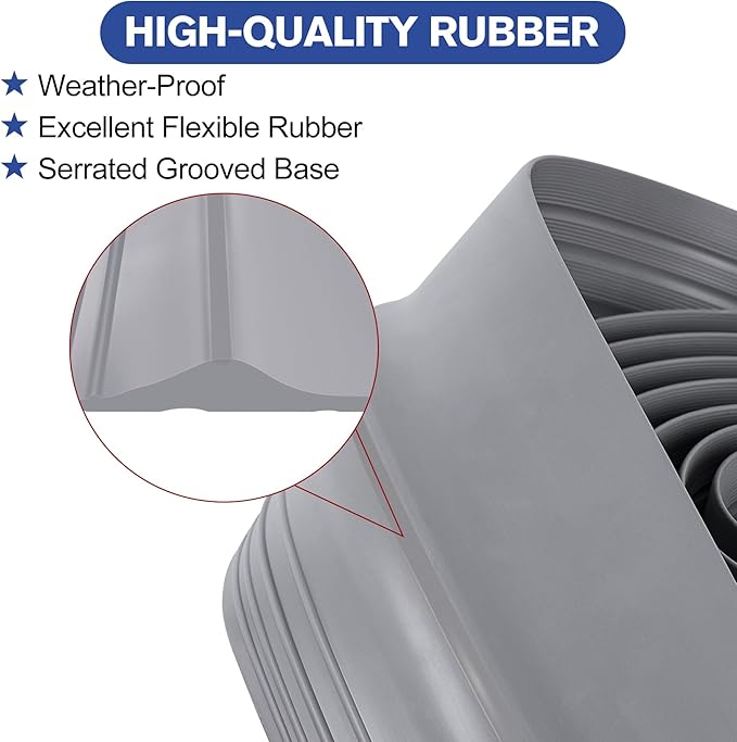 ToLanbbt 12Ft/3.7M Universal Garage Door Rubber Threshold Strip with 300ml Black Adhesive/Sealant, Weatherproof Seal Strip DIY Weather Stripping Replacement (Grey)