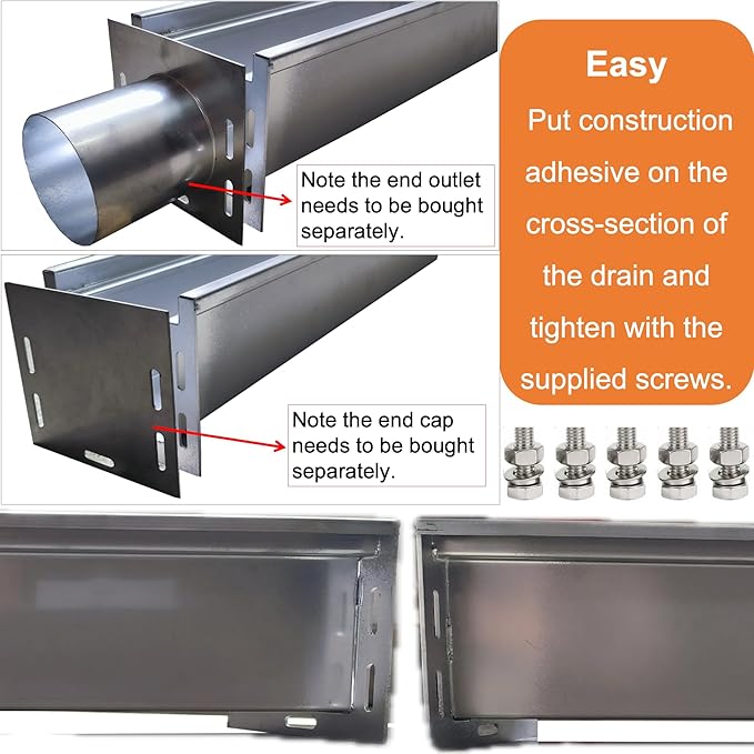 304 Stainless Steel Channel Drain with Galvanized Steel Grate 39.4x5.9x5.5 in, B-Class 28100 lbs Heavy-Duty Drain Kit for 3" Pipe, Trench Drainage System for Outdoor, Driveway, Garage, Yard