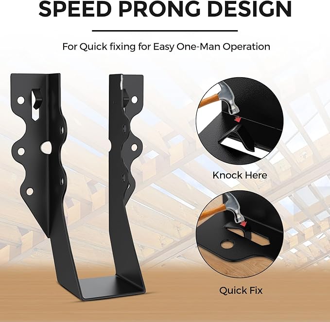 25Pcs Black 2x6 Joist Hangers for Wood,18 Gauge Metal Face Mount Joist Hanger,Lu26 Joist Hangers Powder Coating,Hurricane Ties for Rafter,Rafter Brackets 2x6 for Deck,Floor,Roof Overhang,Ceiling Joist