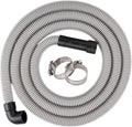 Dishwasher Drain Hose, 1Plusselect 8FT Universal Replacement Discharge Dishwasher Extension Fit 5/8 Inch, 7/8 Inch or 1 Inch OD Drain Outlet 90 Degree Rubber Elbow for Dishwasher & Other Applications