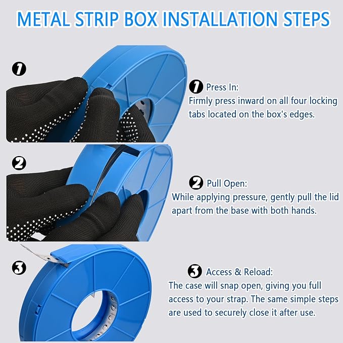Galvanized Metal Pipe Strap 3/4" 32.8FT, 32-Gauge - Metal Hanger Strapping with Holes for Pipe Support, Flexible Trimming | Includes Storage Case & Gloves
