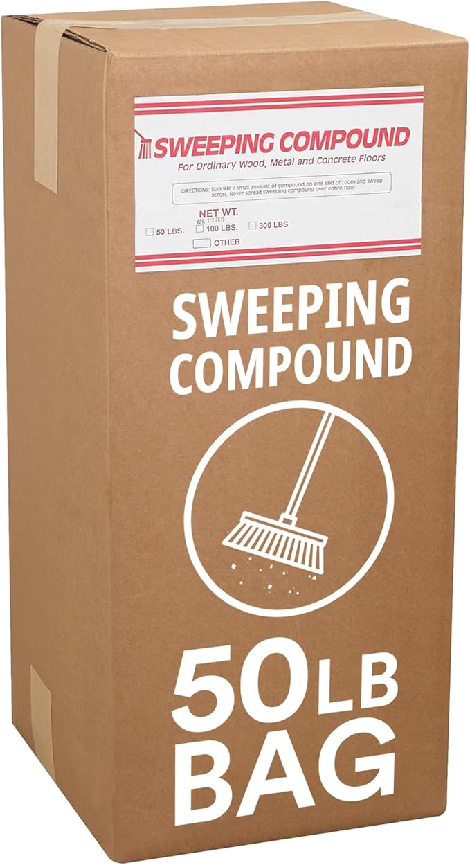 Partners Brand Gritless Floor Sweeping Compound - 50 LB. Bag | Commercial Grade, Sand-free Formula for Use on Finished Floors & Dust Control