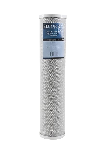 Bluonics Whole House Water Filter Dual System 4.5" x 20" Housings with Sediment & Carbon Filters Included