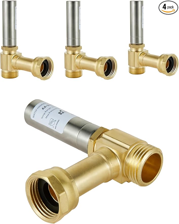 (Pack of 4) EFIELD S-241 Angle Stainless Steel Water Hammer Arrestors, 3/4 Inch Swivel FHT x 3/4 Inch MHT,(HAMMER018-4PCS)