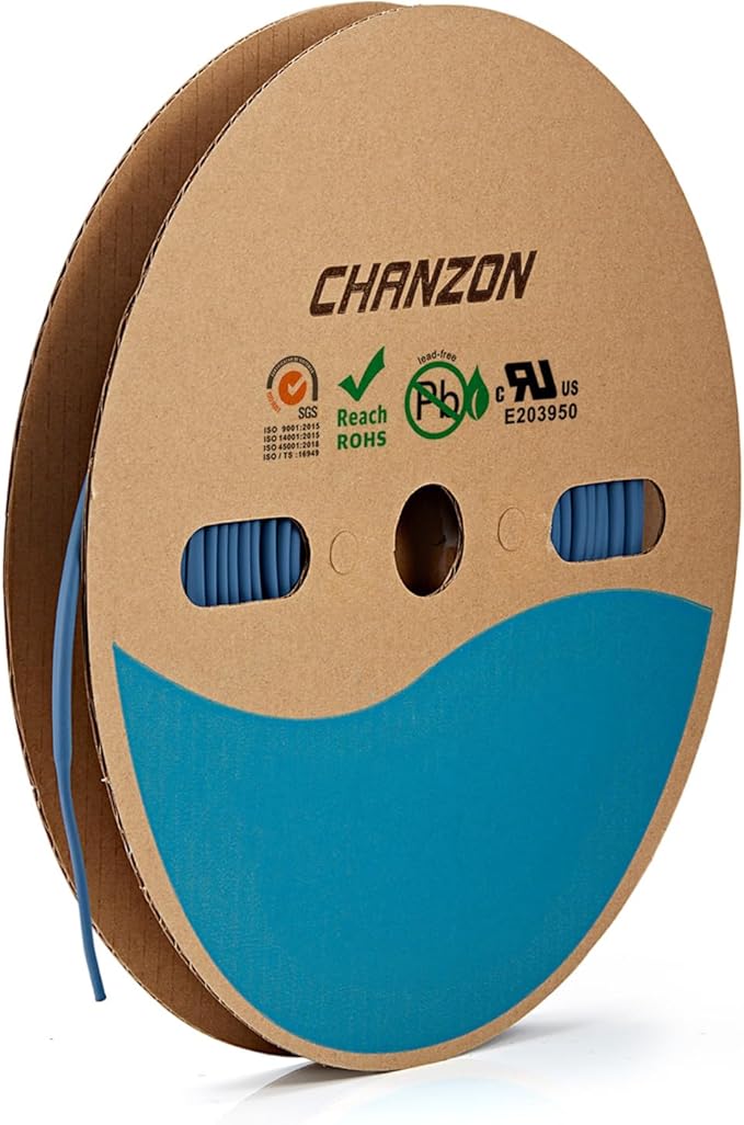 Chanzon 3:1 Ratio - 80ft Roll - Heat Shrink Tubing 1/8" (3.2mm) - Marine Grade Waterproof Adhesive Lined - (25M Total Length) Blue Polyolefin Sleeving Wrap Shrinking 3 to 1 Ratio 1pcs