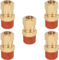 5PCS 3/8" Tube OD x 3/8" NPT Thread Connect Fittings Brass Union Straight Joint DOT Approved, Air Line Adapter Air Suspension Kit for Truck Trailers and Air Brake System
