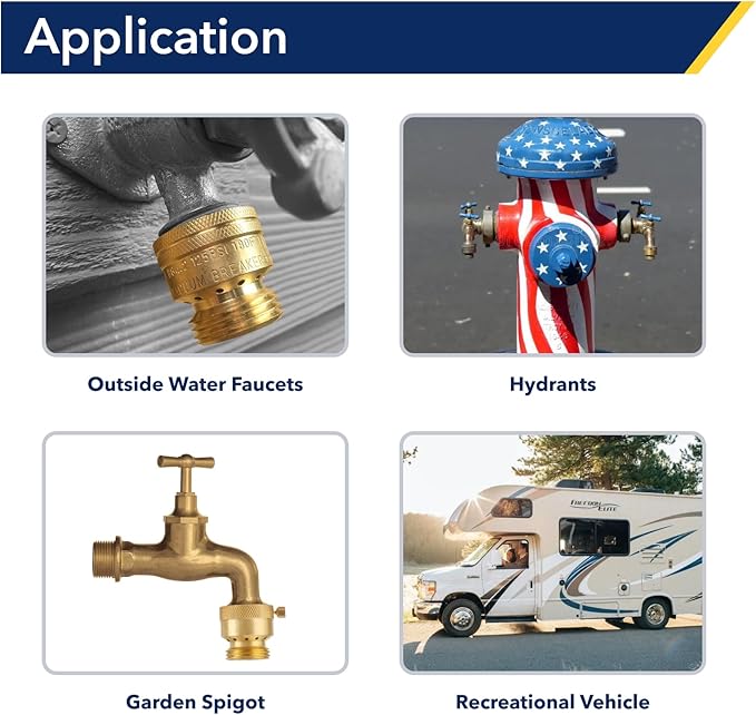 3/4 Inch FHT x 3/4 Inch MHT Brass Hose Bib Backflow Preventer,Vacuum Breakers Outside Faucet, Garden Hose Bib for Outdoor Faucet（15 pack）