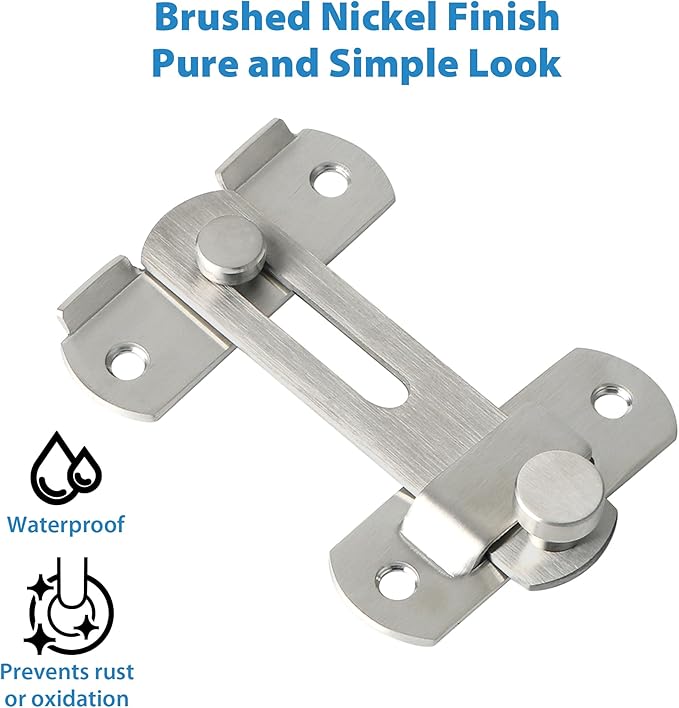 Alise 2Pcs Flip Latch Gate Latches, 4 inch Heavy Duty SUS304 Stainless Steel Gate Hardware,Safety Door Lock for Barn Wood Fence, Sliding French Doors MS9500LS-2P Brushed Nickel