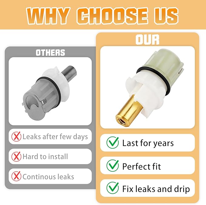 2 pcs RP25513 Faucet Stem Replacement for Delta 2 handle Faucet Repair Kit with RP24096 cartridge RP4993 Spring and Seat RP24097 Turn stop1/4