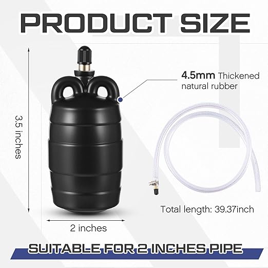 2 Inch Inflatable Pipe Plug Sewer Test Plug with 39.37 Extension Hose Rubber Plumbing Test Balloon for Sewage Pipeline Inspection