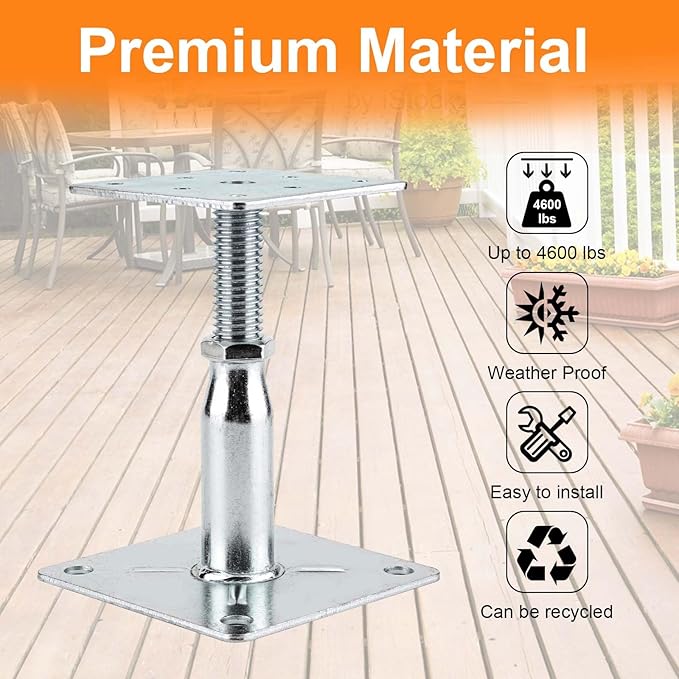 4 Pack Adjustable Support Jack for The Floor,Deck Foundation,Post Floor Joist Jacks,RV Step Stabilizer,Mini Screw Jack- Post 3.5" to 6"