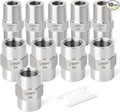 GASHER 10PCS 304 Stainless Steel Pipe Fitting, Hex Nipple Hex Coupling, 1/8" x 1/8" NPT Male Thread Pipe, 1/8Inch x 1/8Inch NPT Female Thread Pipe