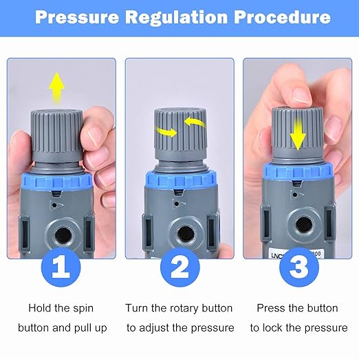 1/4 Inch NPT Air Filter Pressure Regulator, Water-Trap Air Tool Compressor Filter with Gauge