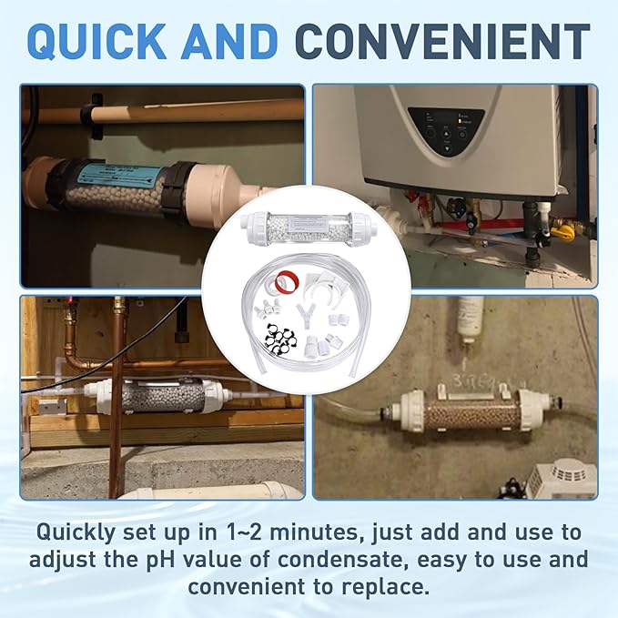 Condensate Neutralizer Kit, Compatible with Rinnai Tankless Water Heater, Replacement for Model 804000074 - Acidic Condensate Neutralizer Prevents Pipe Corrosion & Damage