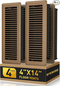 4x14 Floor Register Vent - Heavy Duty Steel Vent Covers for Home Floor and Wall - Adjustable HVAC Vents with Smooth Edges - Rust-Resistant Walkable for Home & Office - 4 Pack (Brown)