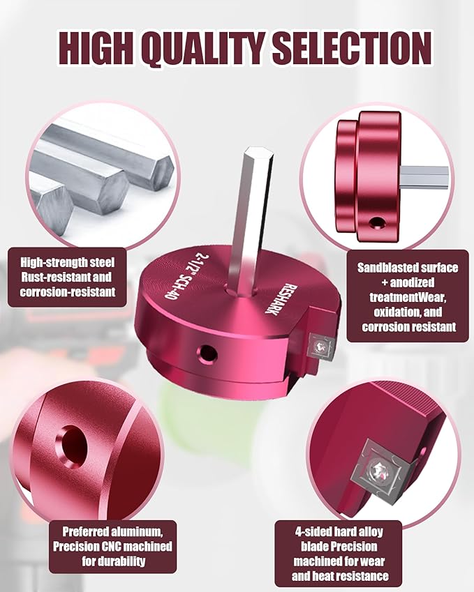 4 Pcs PVC Pipe Reamer Kit, PVC Fitsting Saver, Plastic Pipe Fitsting Reamer Socket Saver Plumbing Tool Includes 3/4'', 1'', 1 1/2'', 2'' for Schedule 40 Fits Standard 1/2" Drill