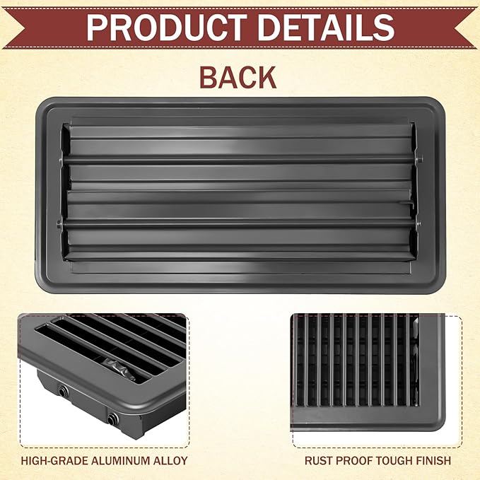 12 Pcs 4 x 10'' Floor Vent Covers Heavy Duty Floor Register Metal Heat Vent Covers with Rust Proof Finish for Home Heater(Dark Gray,12 Pcs)