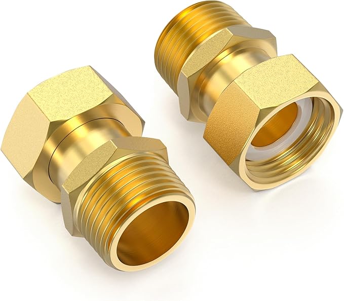 GASHER 2Pcs Brass Water Meter Pipe Fitting，3/4" NPT Male x 3/4" Female Adapter Pipe Fitting