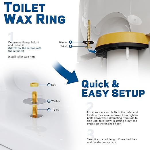 NEEXAN Extra-Thick Toilet Wax Ring Replacement Kit with Installation Hardware –Leak-Proof Wax Ring for Toilet Compatible with 3" and 4" Drain Pipes