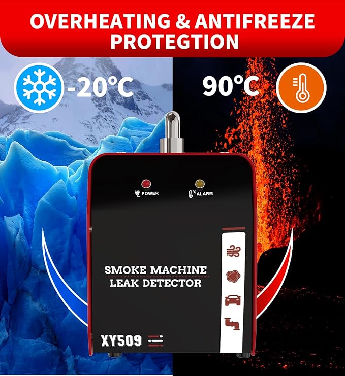 Automotive Smoke Machine Leak Detector, Evap Vacuum Smoke Diagnostic Tester with Built-in Air Compressor, Pipeline Fuel Leakage Detector Compatible with 12V DC Vehicles