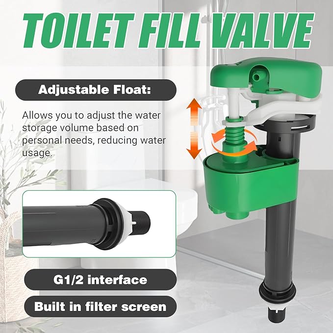 3-Inch Flush Valve Repair Kits Compatible with TOTO Replacement Parts, for Most One-Piece Toilets, Includes Toilet Flush Valve, Flush Handle Lever, Adjustable Fill Valve, Gasket