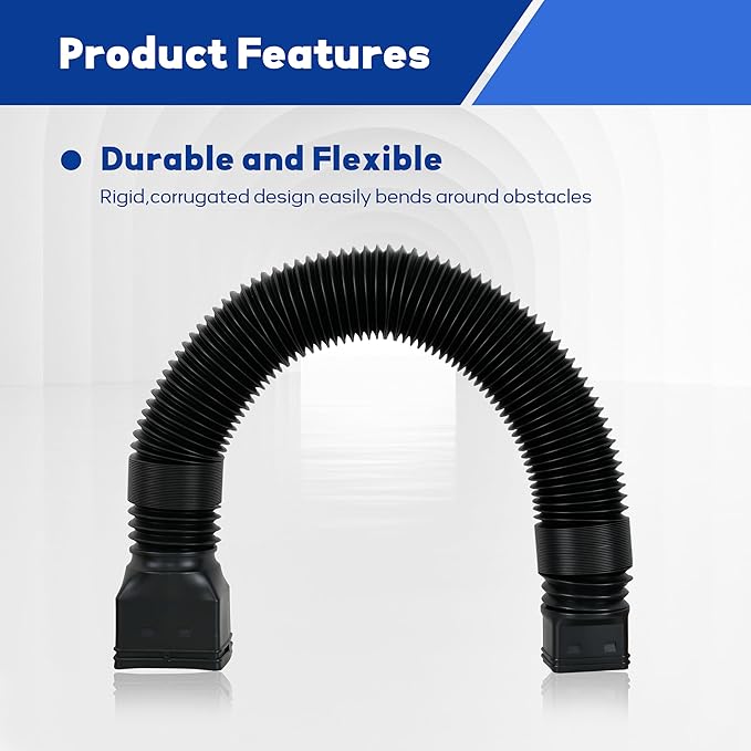 3 Pack black Rain Gutter Downspout Extensions Flexible,Drain Downspout Extender Connector 20"-68.8"，Thickened Down spout Drain Extension for Rainwater Drainage
