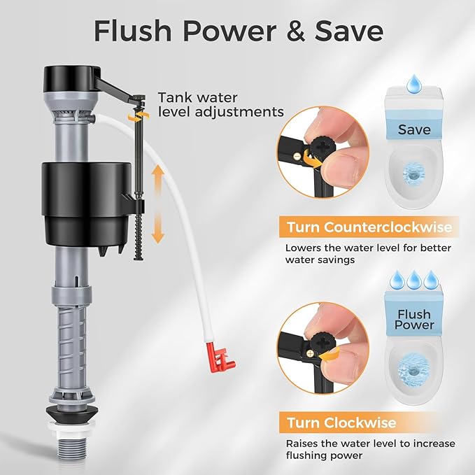 Universal Toilet Flusher Replacement Kit, Fill Valve, 2-Inch Flapper, Toilet Handle Lever, Adjustable, Quiet, Easy to Install, Complete Toilet Parts Inside Tank Kit (Red, 2-Pack)