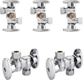 5-Pack Foskan Dual 1/4 Turn Angle Stop Valve with 2 Shut Off Valve/Handles, 1/2" FIP x 3/8" OD x 3/8" OD,Chrome Plated Brass
