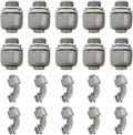 Conduit Connectors, 3/4 Inch Liquid Tight Connector NPT Non-Metallic for PVC Electrical Flexible Conduit Fittings, 10 Straight and 10 Angle 90 Degree, UL Listed, Grey (20-Pack)