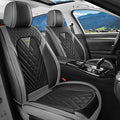 Car Seat Covers for Jaguar E-PACE 2018-2024,Breathable Nappa Leather Car Seat Protector,Front Seat Covers Automotive Seat Cushion with Airbag Compatible(Front Seats,Gray-Black)