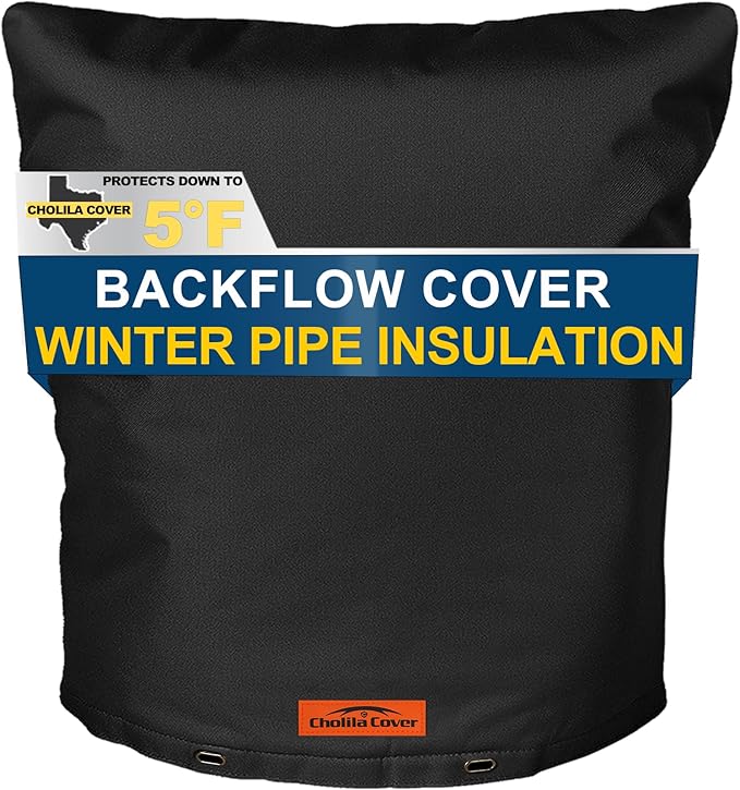 Backflow Preventer Cover Insulated (5°F) - 18" W x 24" H Black, 7-Layer Thick Fabric with Aluminum Foil for Winter Pipe Freeze Protection, Outdoor Sprinkler Valve Cover
