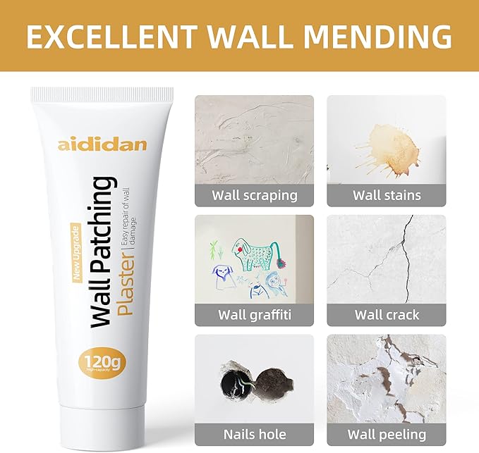 Three Drywall Patch Repair Kit with Scraper, Wall Spackle Repair Paste, Wall Mending Agent Quick and Easy Solution to Fill The Holes for Home Wall, Plaster Dent Repair and Wood Scratch Repair