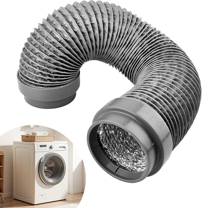 4 Inch Dryer Vent Hose, 90 Degree Dryer Vent Elbow Connector Kit with 6-Layer Flexible Aluminum Duct, for Tight Spaces, Easy-Install Dryers Vents Kit