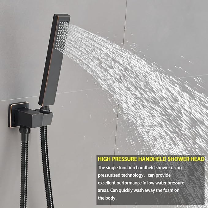 Oil Rubbed Bronze Shower System Bathroom Luxury Rain Mixer Shower Combo Set Wall Mounted Rainfall Shower Head System Shower Faucet Rough-in Valve Body and Trim Kit