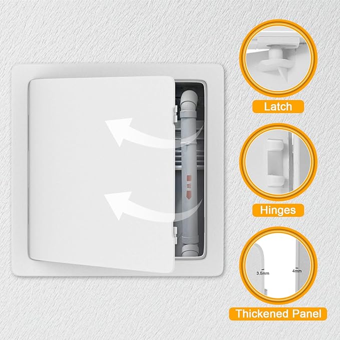 Suteck Plumbing Access Panel for Drywall Ceiling 6 x 6 Inch Reinforced Plastic Wall Access Doors Removable Hinged Panel
