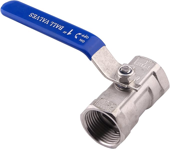 DERNORD Stainless Steel Ball Valve 1PC Type 1 Inch NPT Standard Port for Water, Oil, and Gas (Pack of 2)