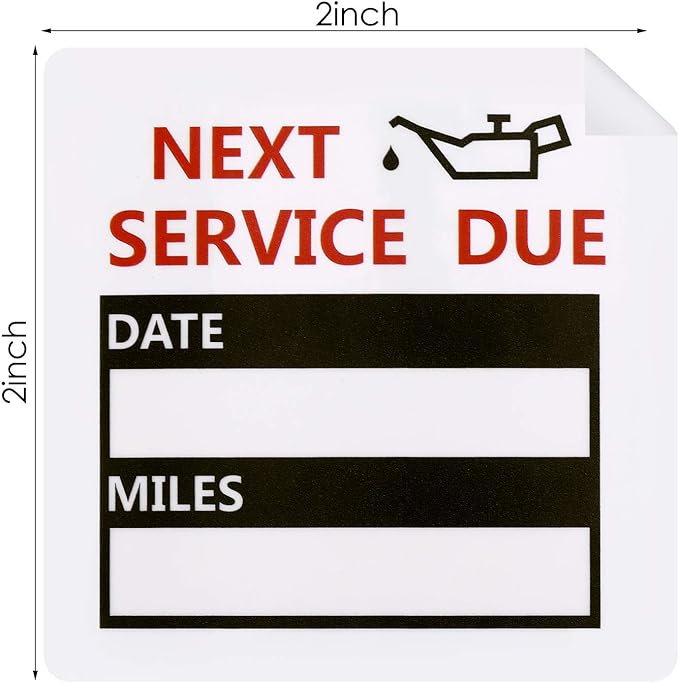 600 Pieces Oil Change Reminder Stickers Service Reminder Labels Low-Tack Windshield Stickers, 2 x 2 Inch, 1 Roll (Black)
