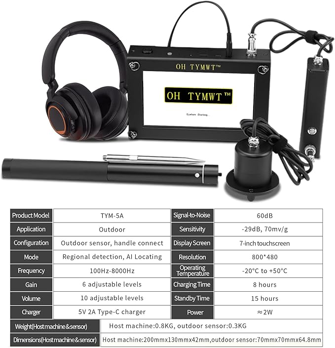 TYM-5A Pressure Pipe Leak Detector - Acoustic Detection Technology for Water Supply/Heating System Leak Location