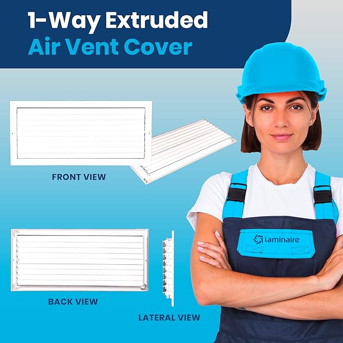 24x10 Inch (Duct Opening) Aluminum 1-Way Air Flow Vent – HVAC Vent Cover for Wall or Ceiling – Quiet HVAC Wall Register with Multi-Shutter Damper – Adjustable Curved Blade - Plastic Seal for Tight Fit