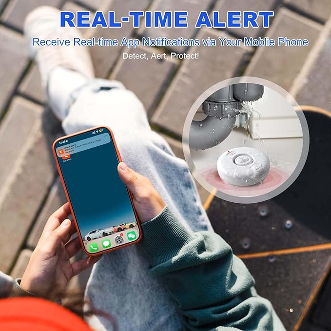 WiFi Water Leak Detectors for Home 3 Pack, Wireless Smart Water Leak & Drip Alarm, 120dB Adjustable Loud Water Leak Sensor, App Alerts, 3 Water Sensors & 1 Hub for Kitchen, Bathroom, Sink, Laundry