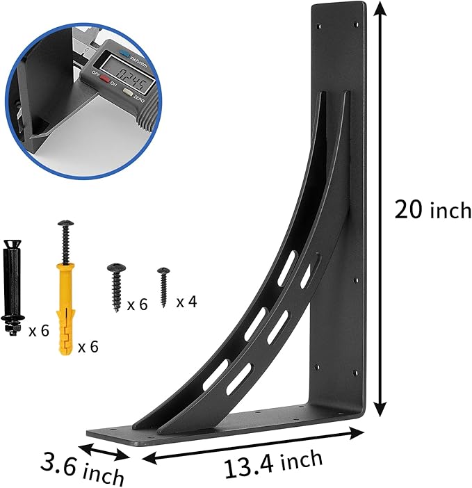 20 inch Heavy Duty Shelf Brackets , Max Load 1100 Lbs ,Premium Alloy Metal Mantel Brackets (Set of 2) Fireplace Mantel Brackets - Countertop Support Brackets (20 x 13.5 inch